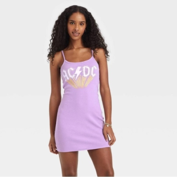 NWT AC/DC Purple Fitted Ribbed Dress - Picture 1 of 7